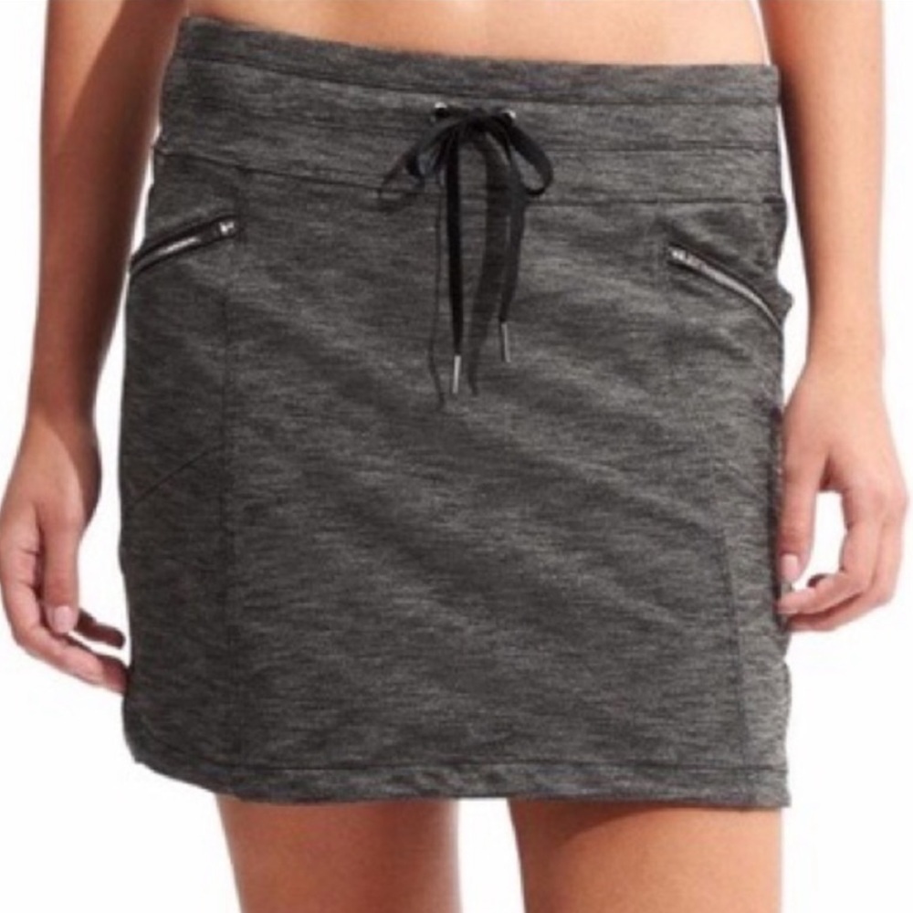 Athleta Metro Skort Skirt Heather Gray Front Zip Pockets Size S